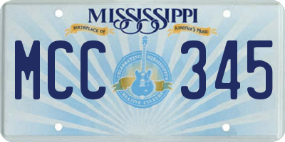 MS license plate MCC345