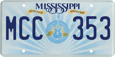 MS license plate MCC353