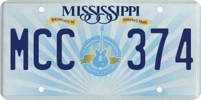 MS license plate MCC374