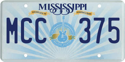 MS license plate MCC375