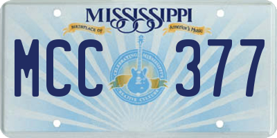 MS license plate MCC377