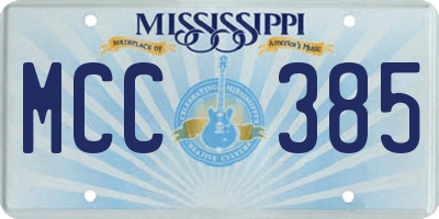 MS license plate MCC385