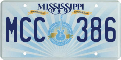 MS license plate MCC386