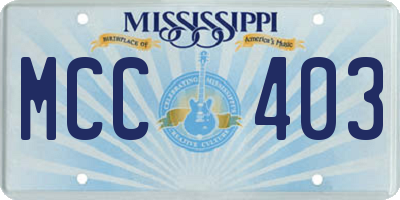 MS license plate MCC403