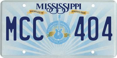 MS license plate MCC404