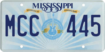 MS license plate MCC445