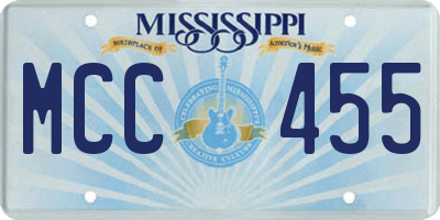 MS license plate MCC455