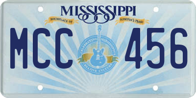 MS license plate MCC456
