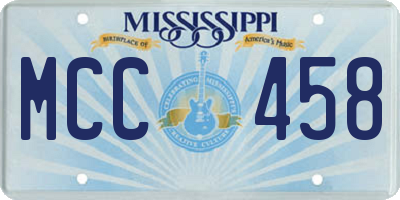 MS license plate MCC458