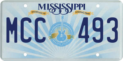 MS license plate MCC493