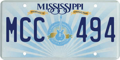 MS license plate MCC494