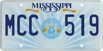 MS license plate MCC519