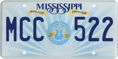 MS license plate MCC522
