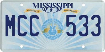 MS license plate MCC533