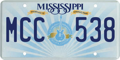 MS license plate MCC538