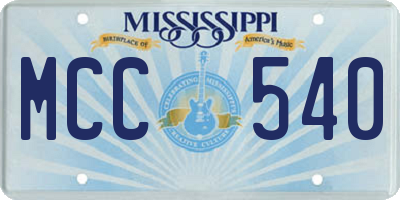 MS license plate MCC540