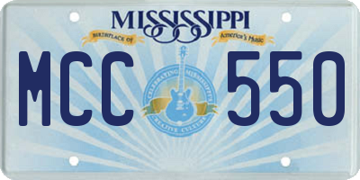 MS license plate MCC550