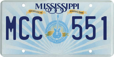 MS license plate MCC551