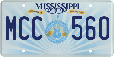 MS license plate MCC560
