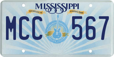 MS license plate MCC567