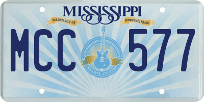 MS license plate MCC577