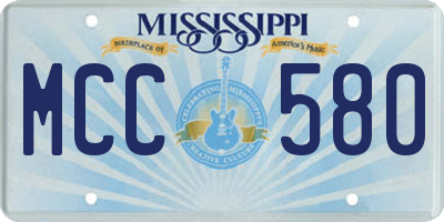 MS license plate MCC580