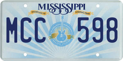 MS license plate MCC598