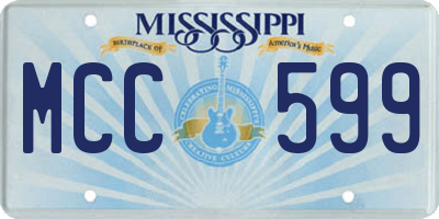 MS license plate MCC599
