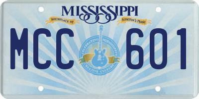 MS license plate MCC601