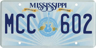 MS license plate MCC602