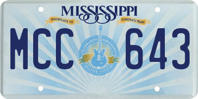 MS license plate MCC643