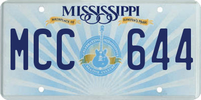 MS license plate MCC644