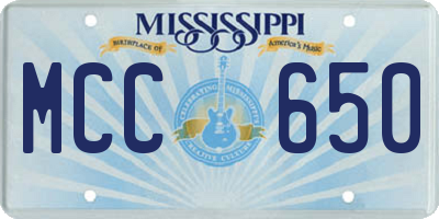 MS license plate MCC650
