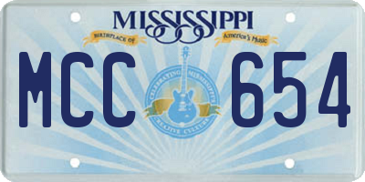 MS license plate MCC654