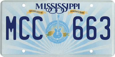 MS license plate MCC663