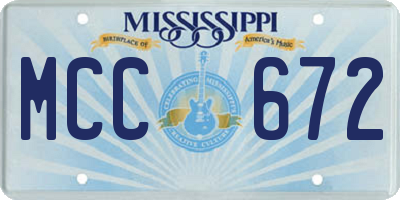 MS license plate MCC672