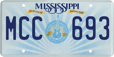 MS license plate MCC693