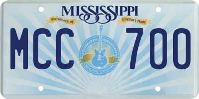 MS license plate MCC700