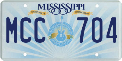 MS license plate MCC704