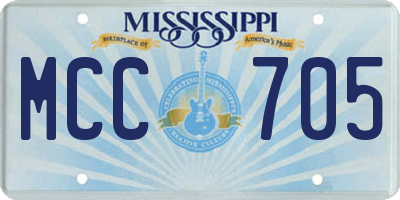 MS license plate MCC705