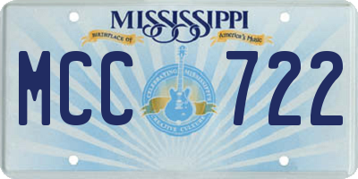 MS license plate MCC722