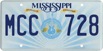 MS license plate MCC728