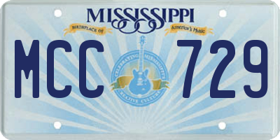 MS license plate MCC729