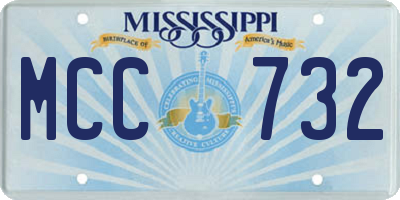 MS license plate MCC732