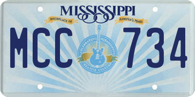 MS license plate MCC734