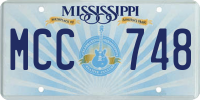 MS license plate MCC748