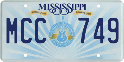 MS license plate MCC749