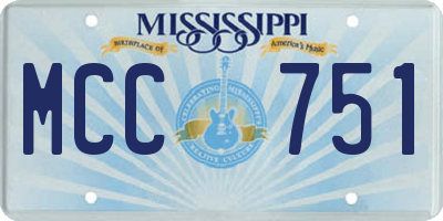 MS license plate MCC751