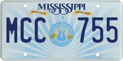 MS license plate MCC755
