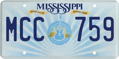 MS license plate MCC759